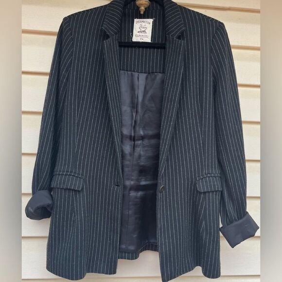 Systemaction black/white stripes lined blazer,single button closure, Spain,34(S) - Picture 1 of 9